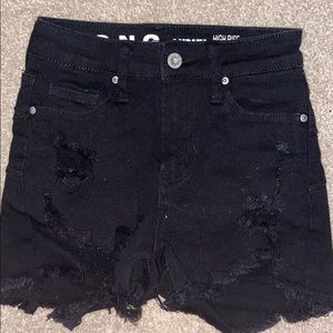 Black Ripped Denim Shorts